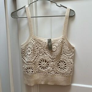 NWT J Crew Cropped crochet tank top in silk-cotton blend